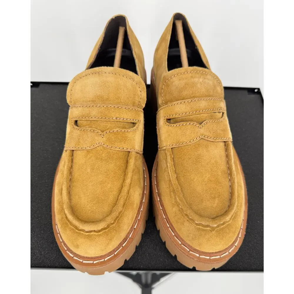 Marc Fisher LTD Norton Suede Leather Lug Sole Penny Loafers Size 10M NIB